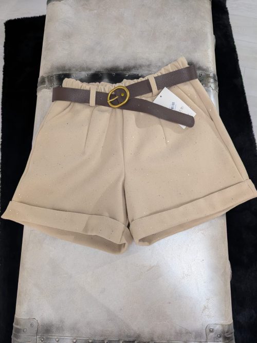 PANTALONCINO CON GLITTER BEIGE
