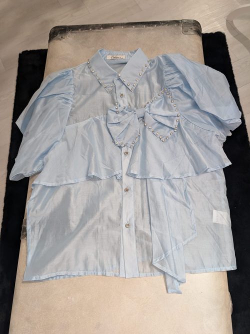 CAMICIA FIOCCO CELESTE